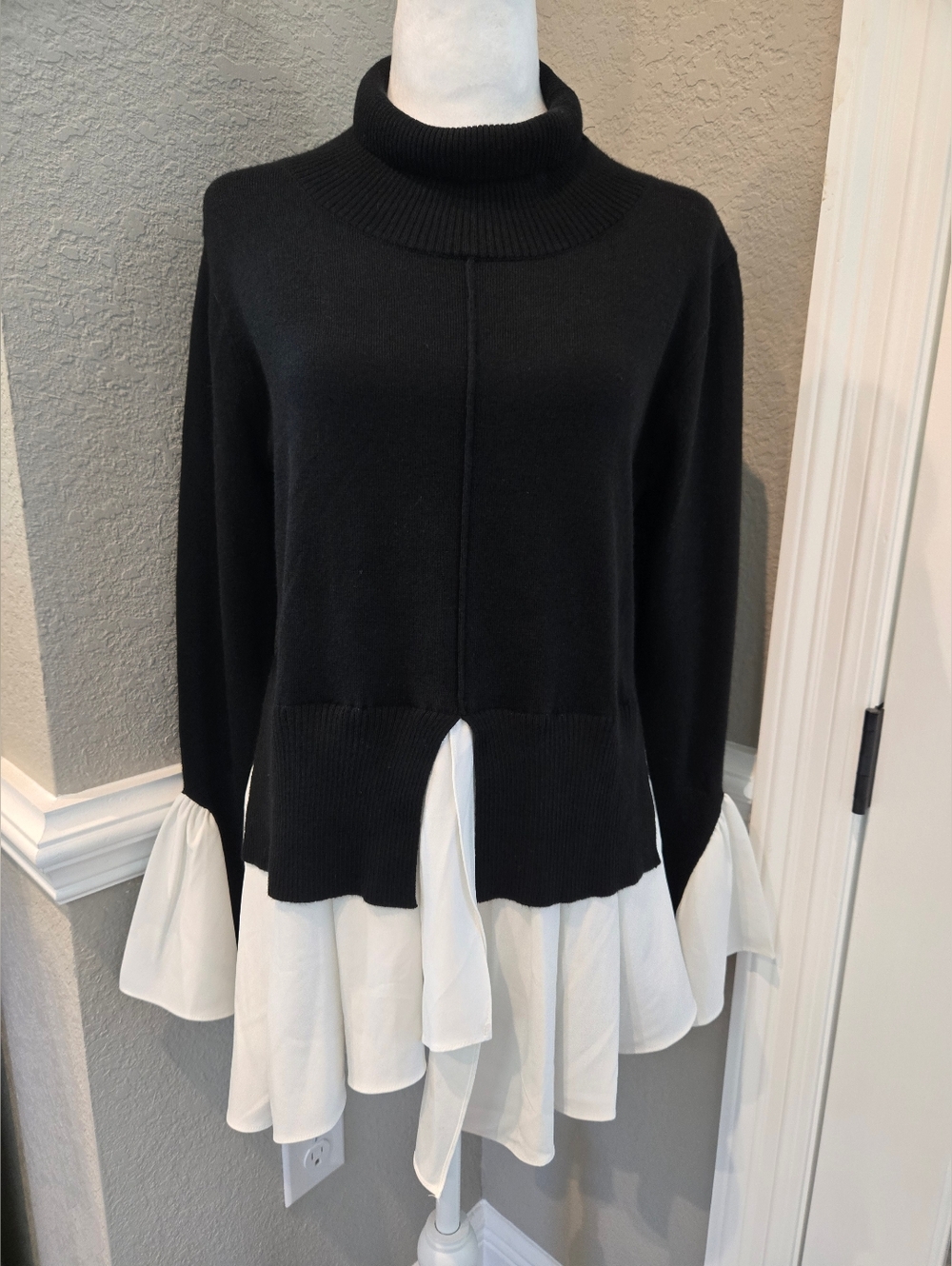Athena Marie Asymmetrical Layered Sweater, Medium